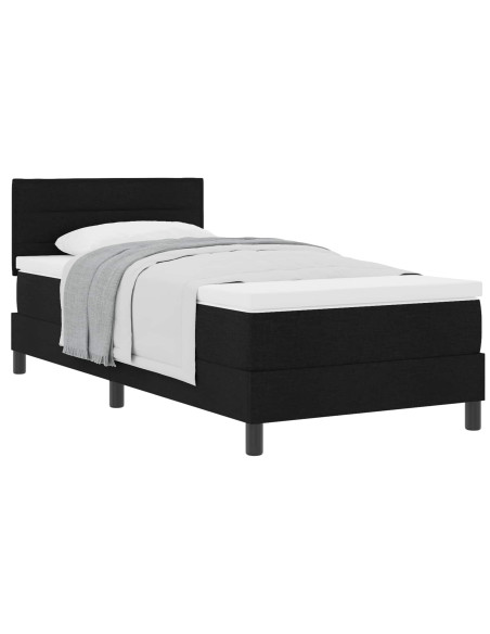 Letto a molle con materasso Nero 80 x 200 cm Tessuto