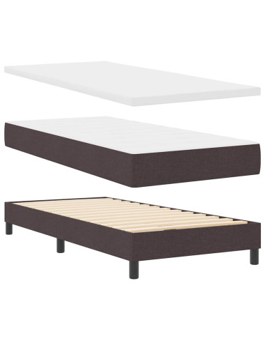 Letto a molle con materasso Marrone Scuro 90 x 190 cm Tessuto
