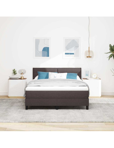 Letto a molle con materasso Marrone Scuro 140 x 200 cm Tessuto