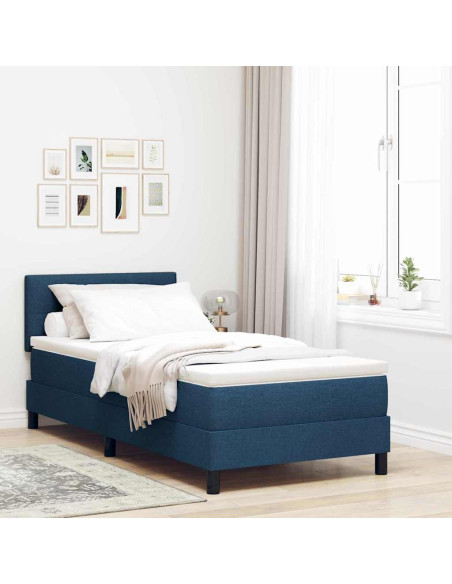 Letto a molle con materasso Blu 90 x 200 cm Tessuto