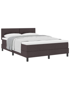Letto a molle con materasso Marrone Scuro 140 x 190 cm Tessuto 2