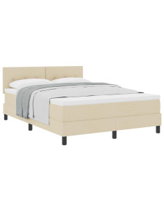 Letto a molle con materasso Crema 140 x 190 cm Tessuto 2