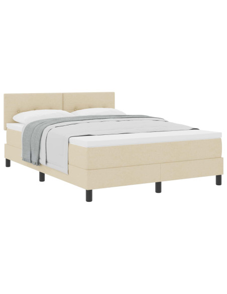 Letto a molle con materasso Crema 140 x 190 cm Tessuto
