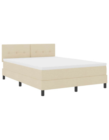 Letto a molle con materasso Crema 140 x 190 cm Tessuto