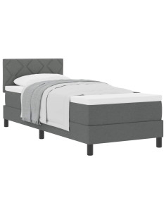 Letto a molle con materasso Grigio scuro 80 x 200 cm Tessuto 2