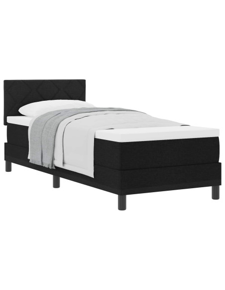 Letto a molle con materasso Nero 80 x 200 cm Tessuto