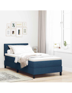 Letto a molle con materasso Blu 90 x 200 cm Tessuto