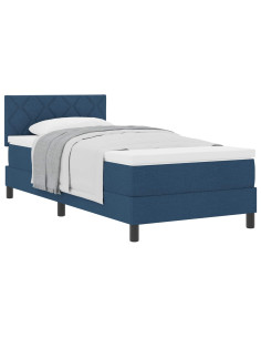 Letto a molle con materasso Blu 90 x 200 cm Tessuto 2