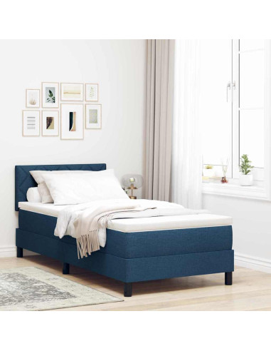 Letto a molle con materasso Blu 100 x 200 cm Tessuto