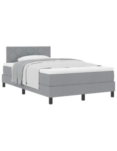 Letto a molle con materasso Grigio chiaro 120 x 200 cm Tessuto 2