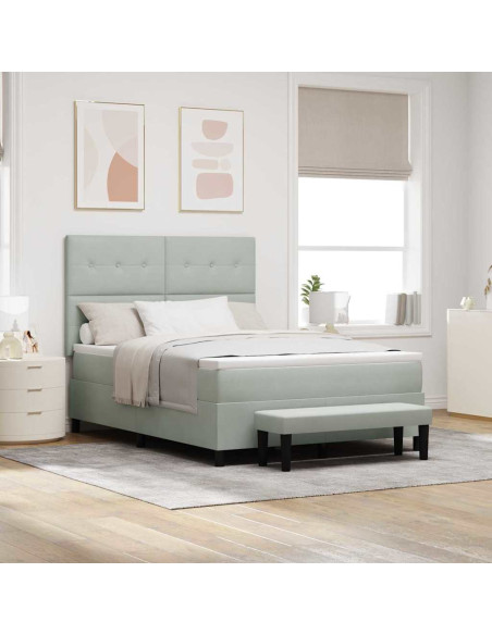 Letto a molle con materasso Grigio chiaro 160 x 200 cm Velluto