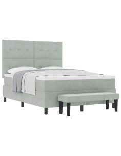 Letto a molle con materasso Grigio chiaro 160 x 200 cm Velluto 2