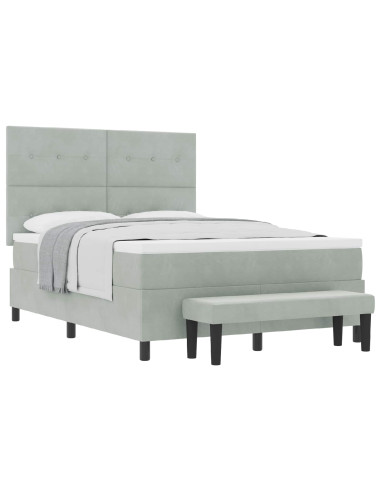 Letto a molle con materasso Grigio chiaro 160 x 200 cm Velluto