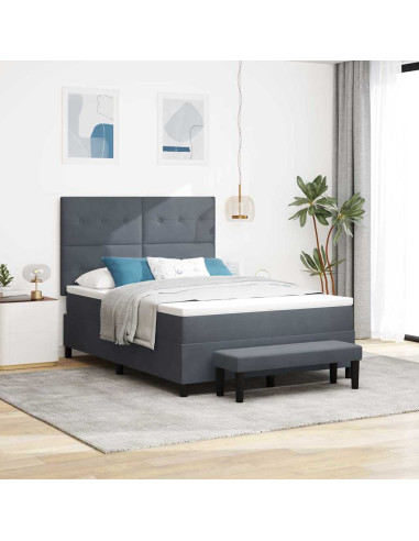 Letto a molle con materasso Grigio scuro 160 x 200 cm Velluto