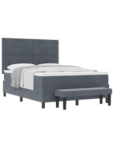 Letto a molle con materasso Grigio scuro 160 x 200 cm Velluto 2