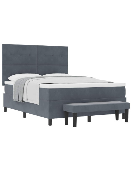 Letto a molle con materasso Grigio scuro 160 x 200 cm Velluto