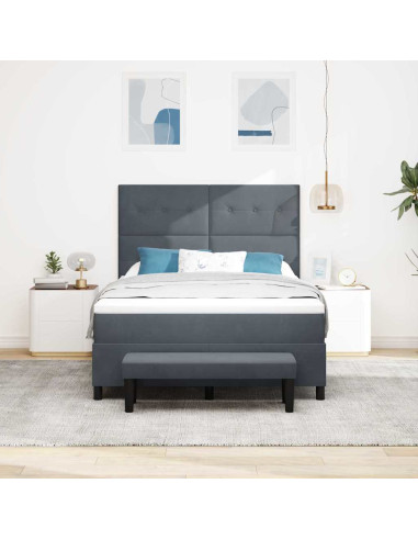 Letto a molle con materasso Grigio scuro 160 x 200 cm Velluto