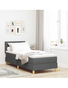 Letto a molle con materasso Grigio scuro 80 x 200 cm Tessuto