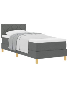 Letto a molle con materasso Grigio scuro 80 x 200 cm Tessuto 2