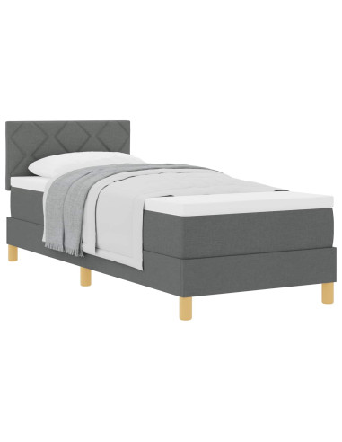 Letto a molle con materasso Grigio scuro 80 x 200 cm Tessuto