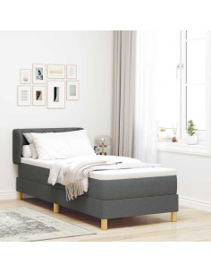 Letto a molle con materasso Grigio scuro 80 x 200 cm Tessuto