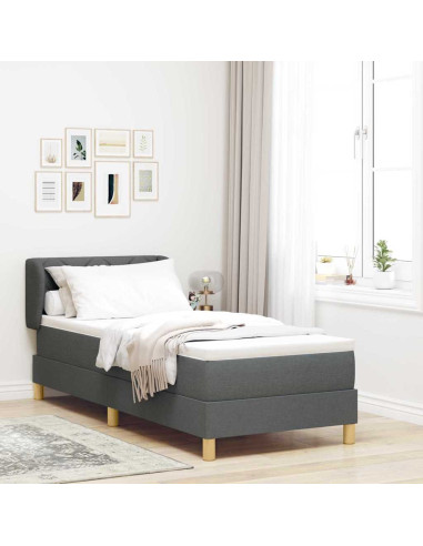 Letto a molle con materasso Grigio scuro 80 x 200 cm Tessuto
