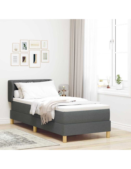 Letto a molle con materasso Grigio scuro 80 x 200 cm Tessuto