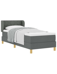 Letto a molle con materasso Grigio scuro 80 x 200 cm Tessuto 2