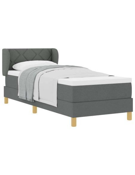 Letto a molle con materasso Grigio scuro 80 x 200 cm Tessuto