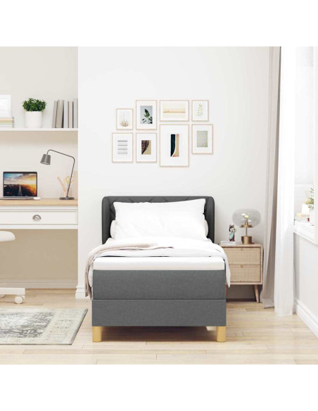 Letto a molle con materasso Grigio scuro 80 x 200 cm Tessuto