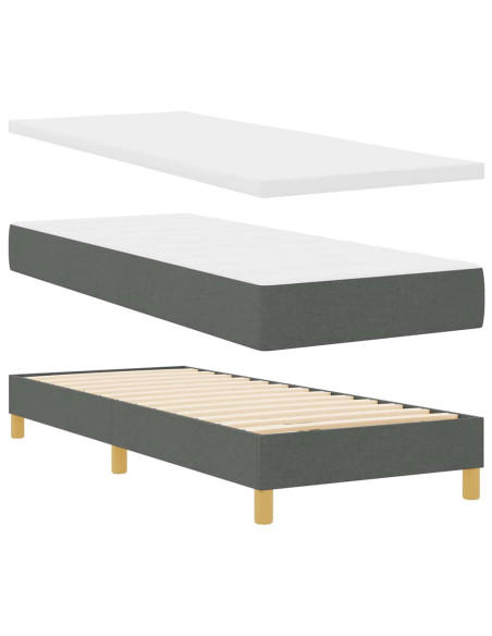 Letto a molle con materasso Grigio scuro 80 x 200 cm Tessuto