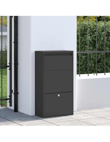 Cassetta per pacchi con porta Nero 44 x 22 x 82 cm Acciaio