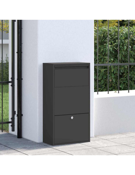Cassetta per pacchi con porta Nero 44 x 22 x 82 cm Acciaio
