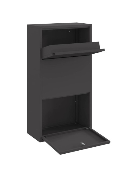 Cassetta per pacchi con porta Nero 44 x 22 x 82 cm Acciaio