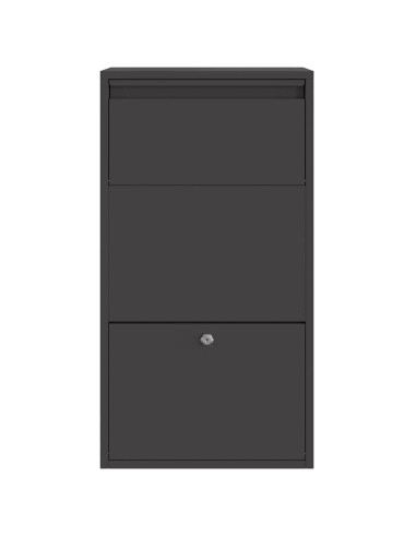 Cassetta per pacchi con porta Nero 44 x 22 x 82 cm Acciaio