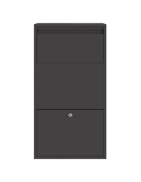 Cassetta per pacchi con porta Nero 44 x 22 x 82 cm Acciaio