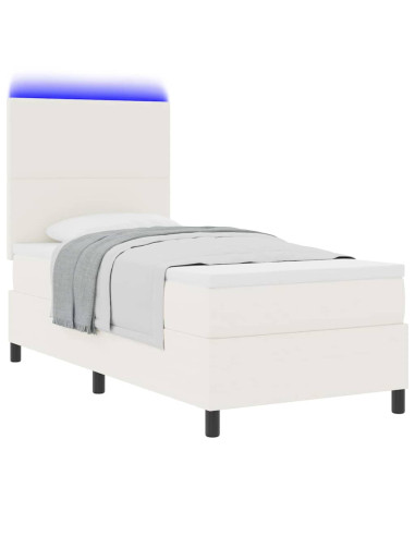 Letto a Sorgente LED con testiera Crema e Bianco 80 x 200 cm