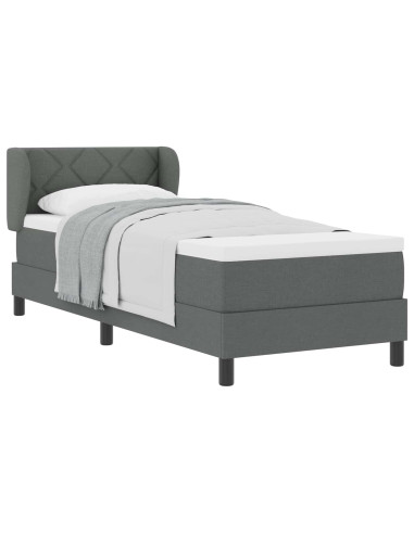 Letto a molle con materasso Grigio scuro 80 x 200 cm Tessuto