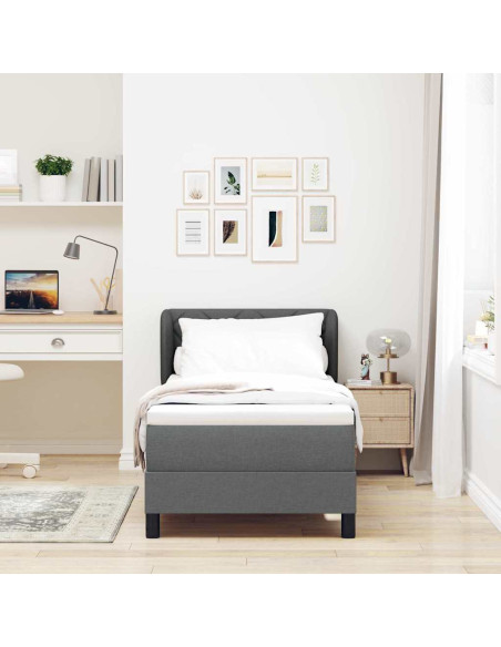 Letto a molle con materasso Grigio scuro 80 x 200 cm Tessuto