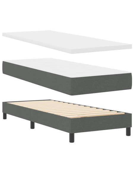 Letto a molle con materasso Grigio scuro 80 x 200 cm Tessuto