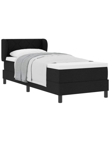 Letto a molle con materasso Nero 80 x 200 cm Tessuto