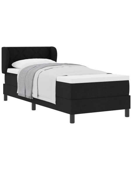 Letto a molle con materasso Nero 80 x 200 cm Tessuto