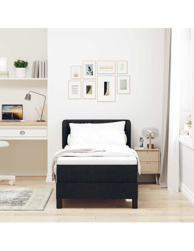Letto a molle con materasso Nero 80 x 200 cm Tessuto