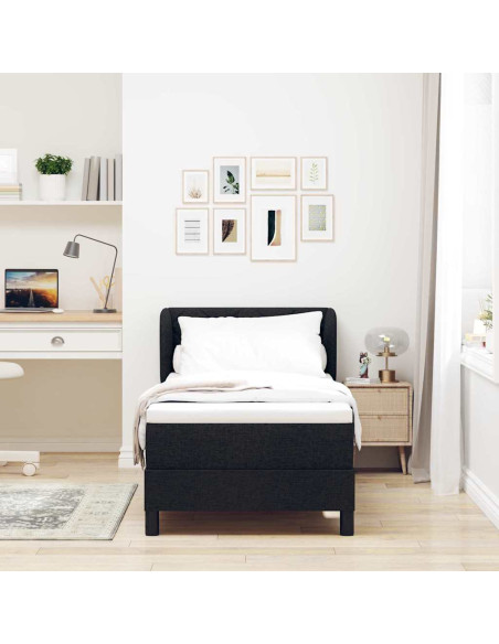 Letto a molle con materasso Nero 80 x 200 cm Tessuto