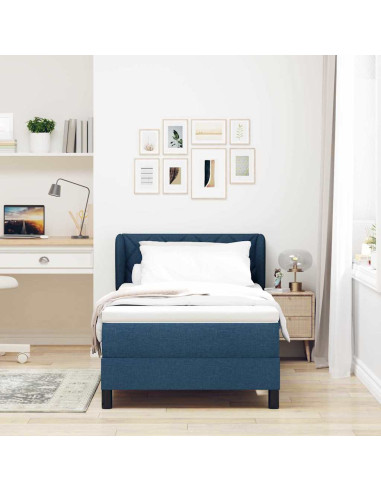 Letto a molle con materasso Blu 100 x 200 cm Tessuto