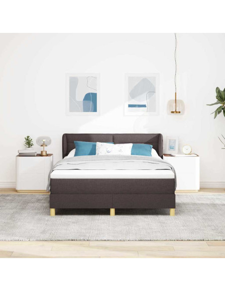 Letto a molle con materasso Marrone Scuro 140 x 200 cm Tessuto
