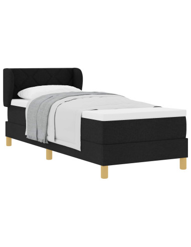 Letto a molle con materasso Nero 80 x 200 cm Tessuto