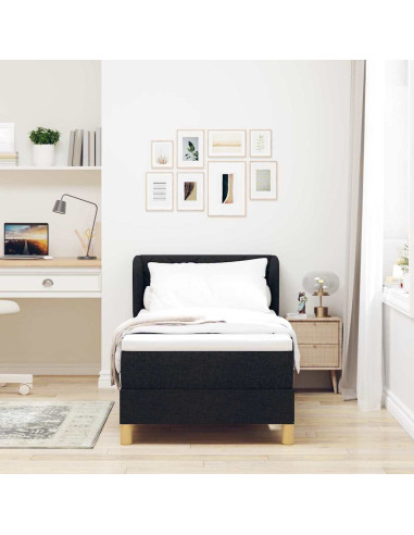 Letto a molle con materasso Nero 80 x 200 cm Tessuto