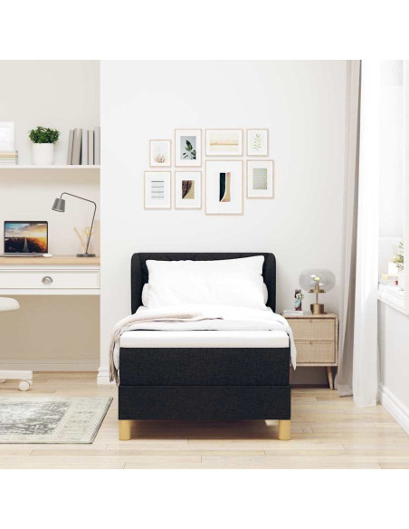 Letto a molle con materasso Nero 80 x 200 cm Tessuto