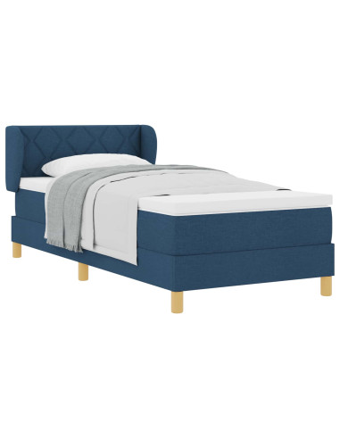 Letto a molle con materasso Blu 90 x 200 cm Tessuto